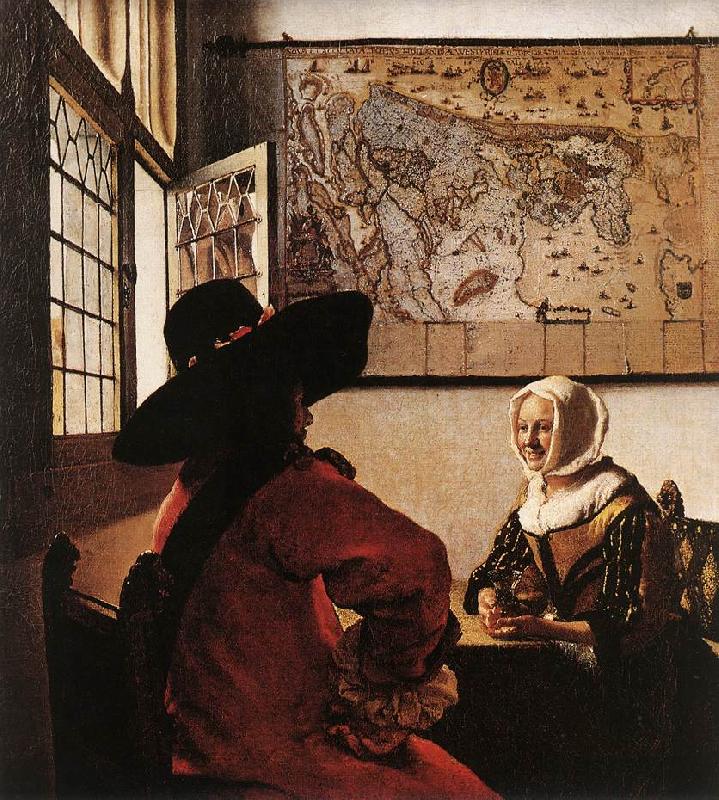 VERMEER VAN DELFT, Jan Officer with a Laughing Girl oil painting image